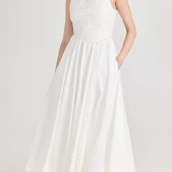 Aje Florence Pearl Trim Midi Dress