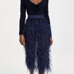 Aliette Ostrich Feather Midi Skirt -Deals Glitz Muse Store aliet300471d6a1 1670945234026 2 0. UX357 QL90