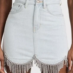 Area Scalloped Denim Crystal Skirt