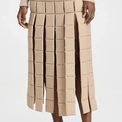 A.W.A.K.E. MODE High Waisted Multi Slits Quilted Skirt