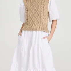 English Factory Mixed Media Cable Knit Down Midi Dress -Deals Glitz Muse Store efact3078214953 1673370171152 2 0. UX357 QL90