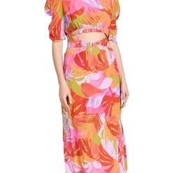FARM Rio Colorful Leaves Midi Dress -Deals Glitz Muse Store farmr305691eb7d 1671035227474 2 0. UX357 QL90