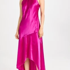 FRAME Draped Neck Tie Halter Dress