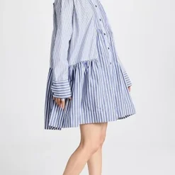 GANNI Stripe Cotton Wide Mini Shirt Dress -Deals Glitz Muse Store ganni317871de09 1672874161645 2 0. UX357 QL90