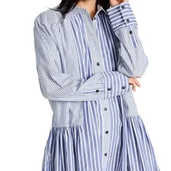 GANNI Stripe Cotton Wide Mini Shirt Dress -Deals Glitz Muse Store ganni317871de09 1672874161901 2 0. UX357 QL90