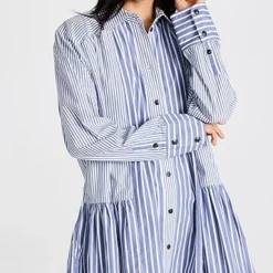 GANNI Stripe Cotton Wide Mini Shirt Dress -Deals Glitz Muse Store ganni317871de09 1672874161968 2 0. UX357 QL90