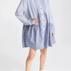 GANNI Stripe Cotton Wide Mini Shirt Dress -Deals Glitz Muse Store ganni317871de09 1672874163164 2 0. UX357 QL90
