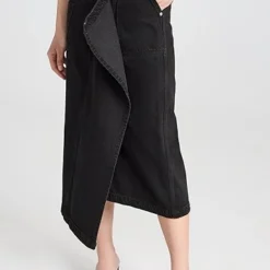GOEN.J Asymmetric Draped Washed Denim Skirt