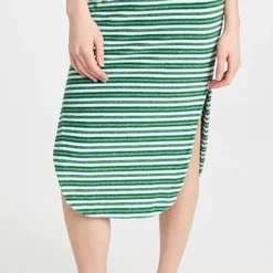 MONROW Stripe Terry Cloth Long Skirt