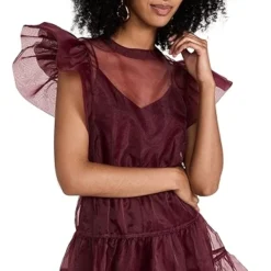 SIMKHAI Monique Organza Ruffle Sleeve Mini Dress -Deals Glitz Muse Store jondb3097112141 1661540318444 2 0. UX357 QL90