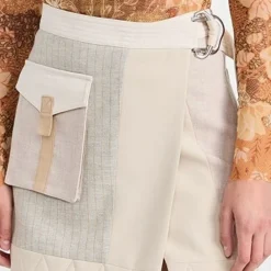 SIMKHAI Carmen Patchwork Twill Mini Wrap Skirt