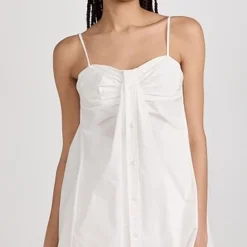 SIMKHAI Kendall Cotton Poplin Twisted Button Front Shirt