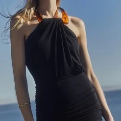 SIMKHAI Mirabella Draped Jersey Ruched Mini Dress