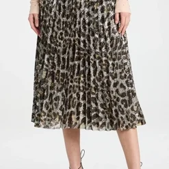 Le Superbe Purrrfect Leopard Sequin Pleated Skirt