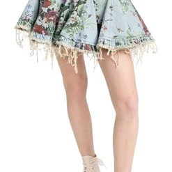 Molly Goddard Floral Printed Denim Flared Mini Skirt -Deals Glitz Muse Store mgodd3000627474 1668808925656 2 0. UX357 QL90