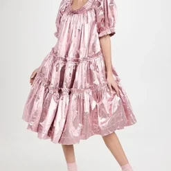 Molly Goddard Lamé Gathered Tiered Dress -Deals Glitz Muse Store mgodd300231a561 1670260765822 2 0. UX357 QL90