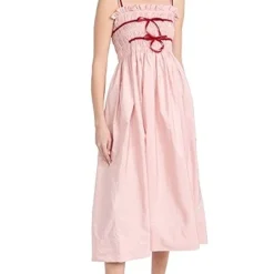 Molly Goddard Taffeta Shiirred Midi Dress With Velvet Tie -Deals Glitz Muse Store mgodd3003112822 1670274247501 2 0. UX357 QL90