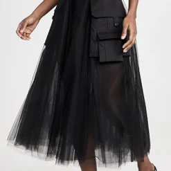 Monse Tulle Circle Skirt With Cargo Pockets