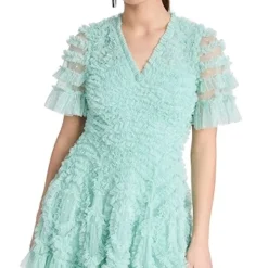 Needle & Thread Verity Ruffle V Neck Mini Dress -Deals Glitz Muse Store nthre302971738e 1678125472644 2 0. UX357 QL90