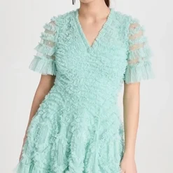 Needle & Thread Verity Ruffle V Neck Mini Dress -Deals Glitz Muse Store nthre302971738e 1678125472925 2 0. UX357 QL90