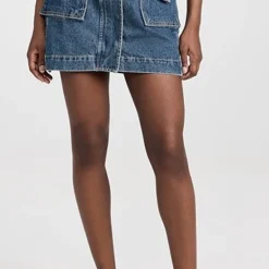 Pixie Market AR Denim Cargo Belted Miniskirt
