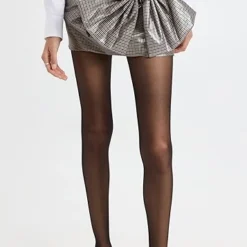 PushBUTTON Check Twisted Ribbon Point Micro Skirt