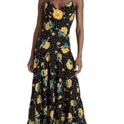 Rodarte Yellow Rose Printed Silk Tiered Dress With Silk Flower -Deals Glitz Muse Store rdart30356172fb 1683653706226 2 0. UX357 QL90