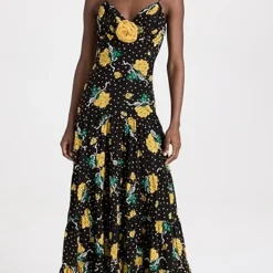 Rodarte Yellow Rose Printed Silk Tiered Dress With Silk Flower -Deals Glitz Muse Store rdart30356172fb 1683653706344 2 0. UX357 QL90
