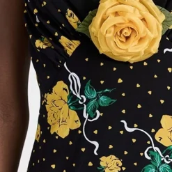 Rodarte Yellow Rose Printed Silk Tiered Dress With Silk Flower -Deals Glitz Muse Store rdart30356172fb 1683653706675 2 0. UX357 QL90