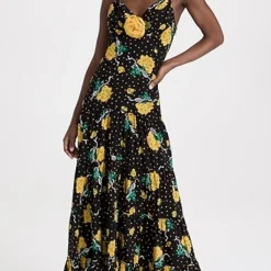Rodarte Yellow Rose Printed Silk Tiered Dress With Silk Flower -Deals Glitz Muse Store rdart30356172fb 1683653707953 2 0. UX357 QL90