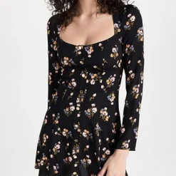 Reformation Indira Long Sleeve Mini Dress