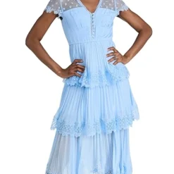 Self Portrait Blue Chiffon Tiered Midi Dress -Deals Glitz Muse Store selfp307091a569 1680559416581 2 0. UX357 QL90