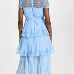 Self Portrait Blue Chiffon Tiered Midi Dress -Deals Glitz Muse Store selfp307091a569 1680559418548 2 0. UX357 QL90