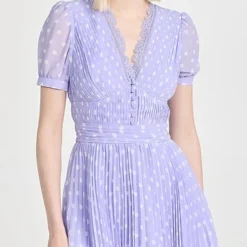 Self Portrait Lilac Polka Print Chiffon Mini Dress
