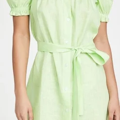 Sleeper Brigitte Linen Mini Dress In Lime