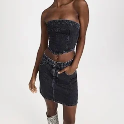 Stella McCartney Washed Black A Line Denim Mini Skirt -Deals Glitz Muse Store stela2196812631 1669414759162 2 0. UX357 QL90