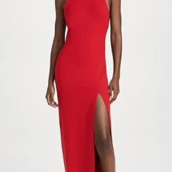 Susana Monaco Halter Low Back Slit Dress