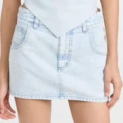 Tibi Bleached Denim Miniskirt