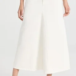 Tibi White Denim Godet Midi Skirt