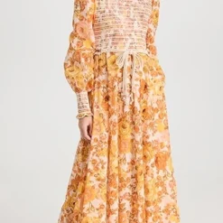 Zimmermann Raie Smocked Bodice Midi Dress